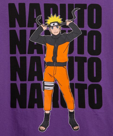 camiseta infantil de algodão naruto roxa