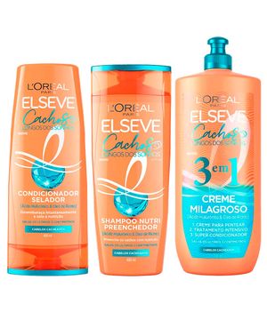 Elseve Cachos Longos dos Sonhos Kit - Shampoo + Condicionador + Creme 3 em 1