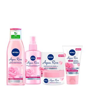 Nivea Aqua Rose Kit - Hidratante + Mist Facial + Tônico + 3 em 1