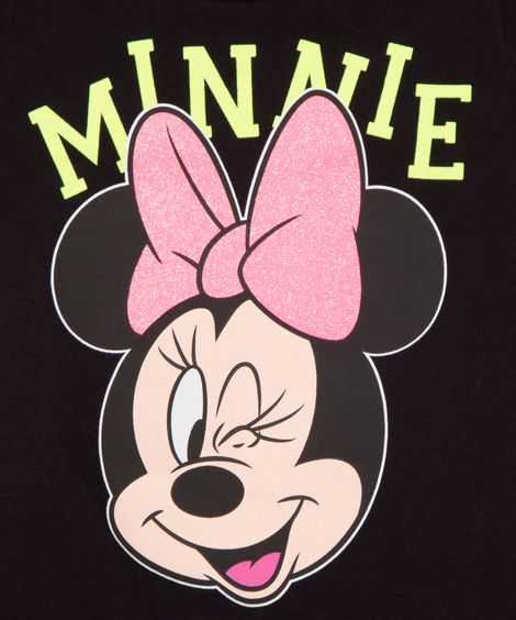 blusa infantil manga curta minnie preta