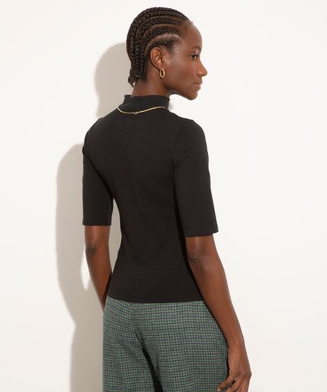 blusa manga curta gola alta mindset preto