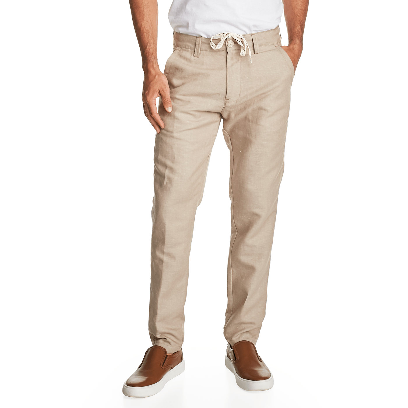 Calca Tailor Slim Cropped Masculina Convicto Alfaiataria Linho Caqui Menor preço em Calca Tailor Slim Cropped Masculina Convicto Alfaiataria Linho Caqui