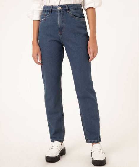 calça jeans mom feminina cintura alta azul