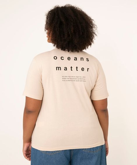 camiseta de algodão plus size reorder + mindset bege claro
