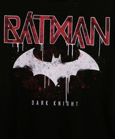 camiseta juvenil de algodão batman preta