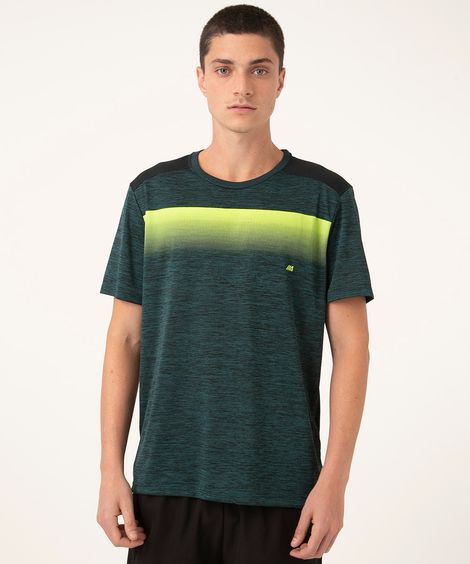 camiseta manga curta recortes esportiva verde