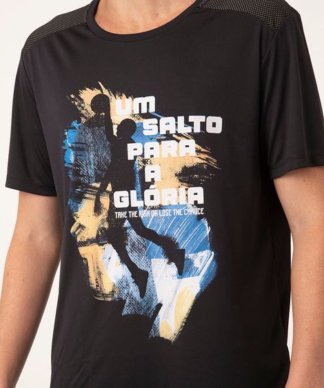 camiseta esportiva manga curta basquete preta