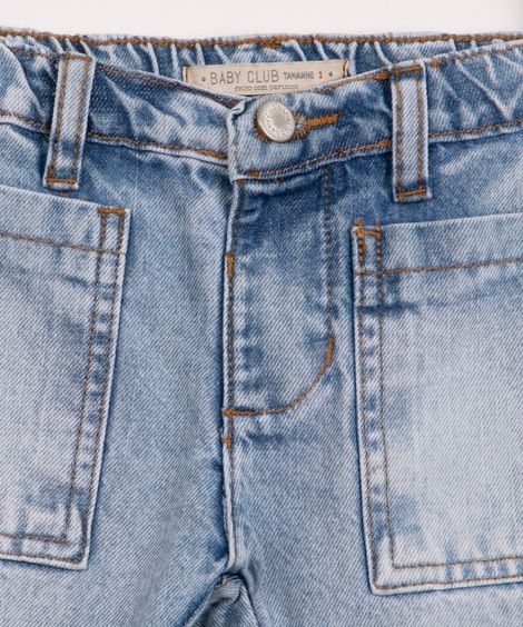 calça infantil jeans carrot cós elástico azul médio