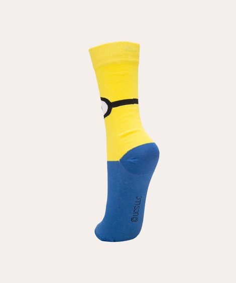 meia cano alto divertida minions amarelo