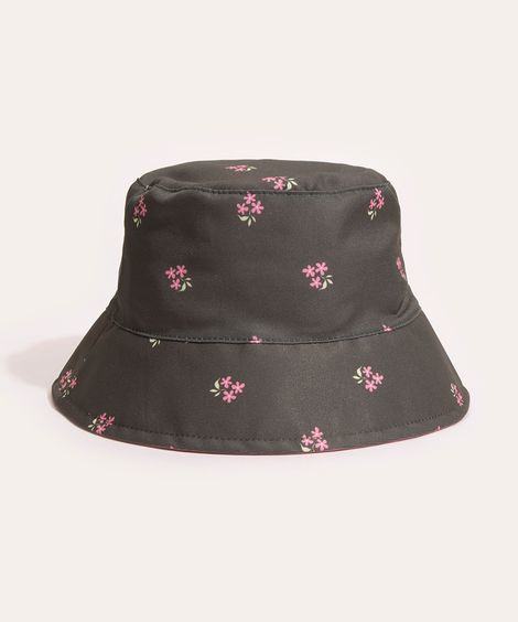 chapéu bucket dupla face floral verde