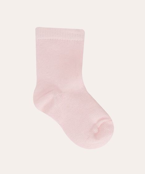 kit de 3 meias infantis cano médio rosa