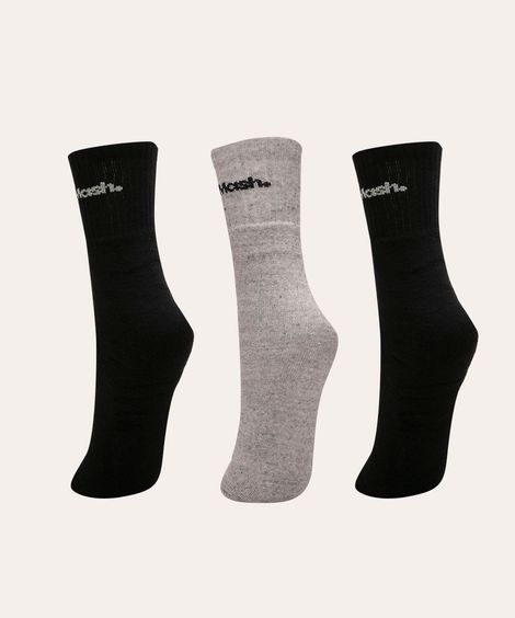 Kit de 3 Meias Masculinas Mash Cano Médio Preto