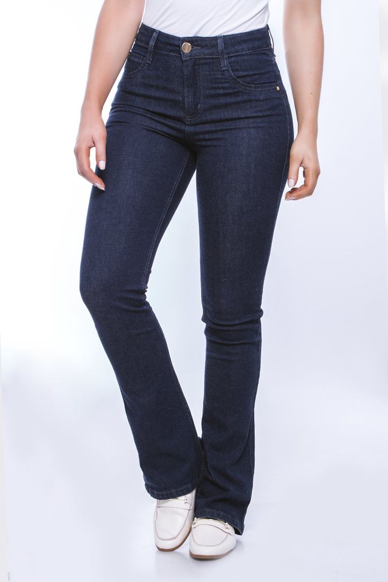 Calça Bootcut Jeans com Bolso Diferenciado Azul Claro