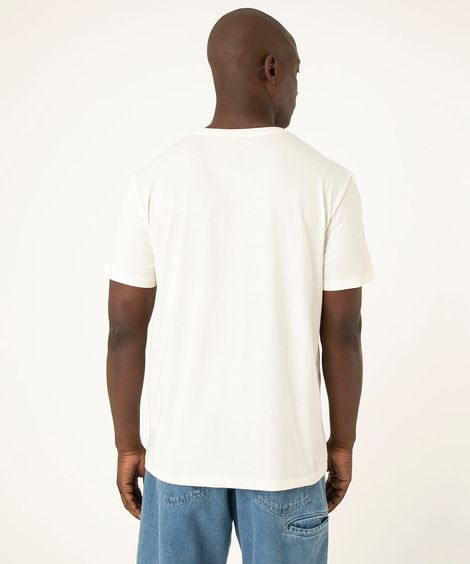 camiseta de algodão manga curta listras bege claro