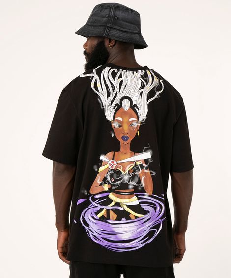 camiseta oversized de algodão tempestade marvel o poder é nosso preta