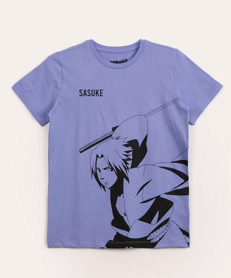 camiseta infantil manga curta sasuke naruto roxa