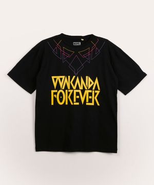 camiseta juvenil manga curta wakanda preta