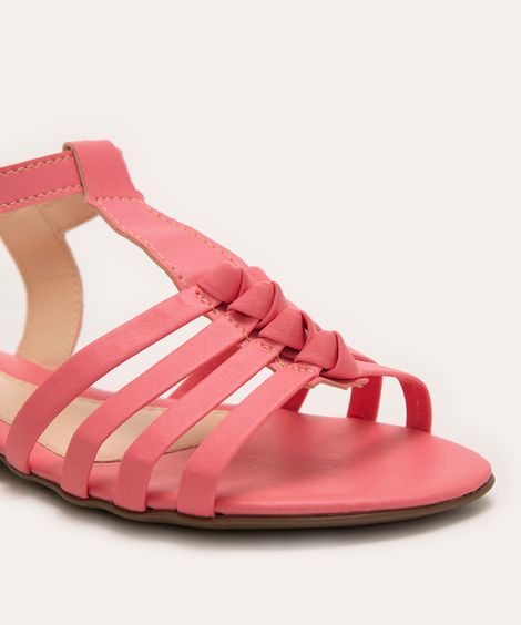 sandália infantil tiras com nós rosa