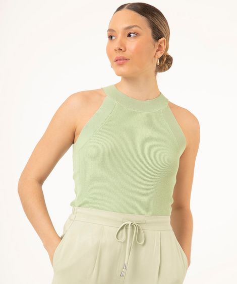 regata de tricô halter neck verde