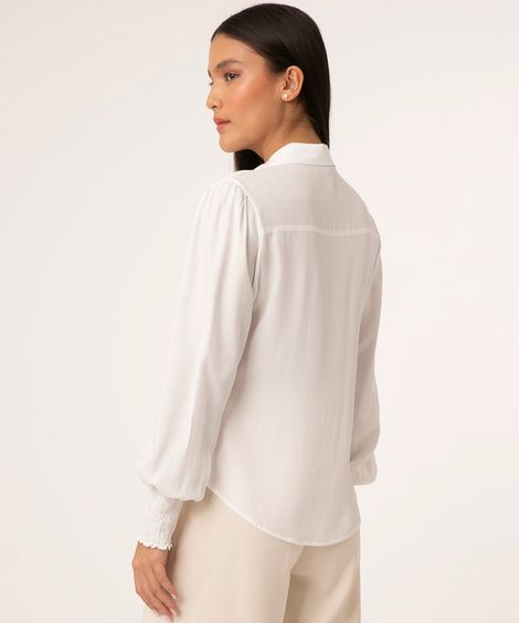 Camisa de Viscose Manga Bufante Off White