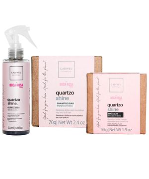 Cadiveu Essentials Quartzo Shine by Boca Rosa Hair - Kit Shampoo Em Barra + Máscara Em Barra + Fluido