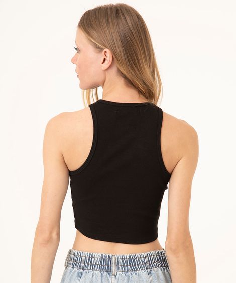 regata cropped cavada canelada preta