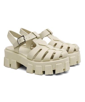 Sandália Feminina Plataforma Tratorada Moderna Leve Conforto Valentina Kister Off White