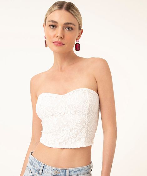 top corset de renda off white