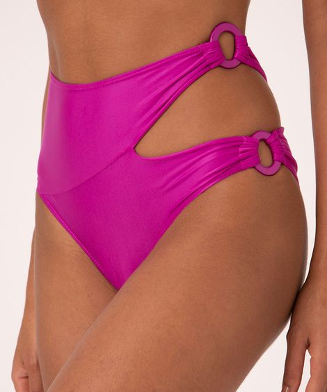 biquíni calcinha tanga hot pants cut out argola com proteção uv50+ rosa