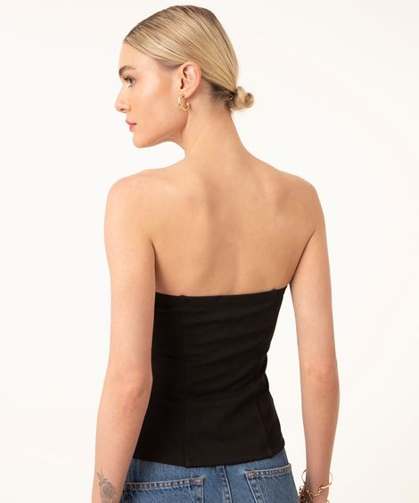 top corset com botões preto