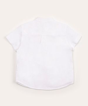 camisa infantil manga curta gola padre com bolso  off white