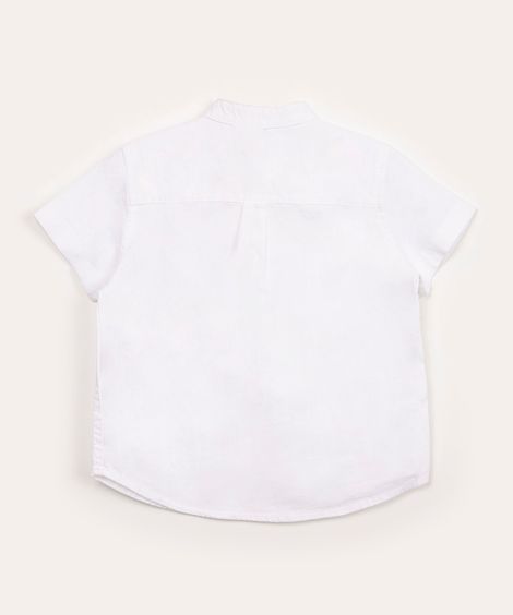 camisa infantil manga curta gola padre com bolso  off white