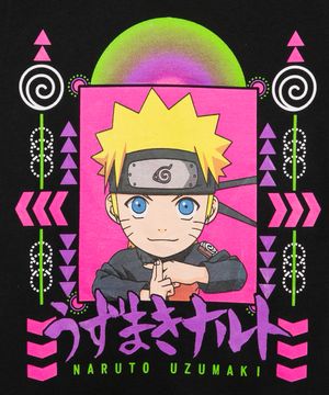 camiseta infantil manga curta naruto preto