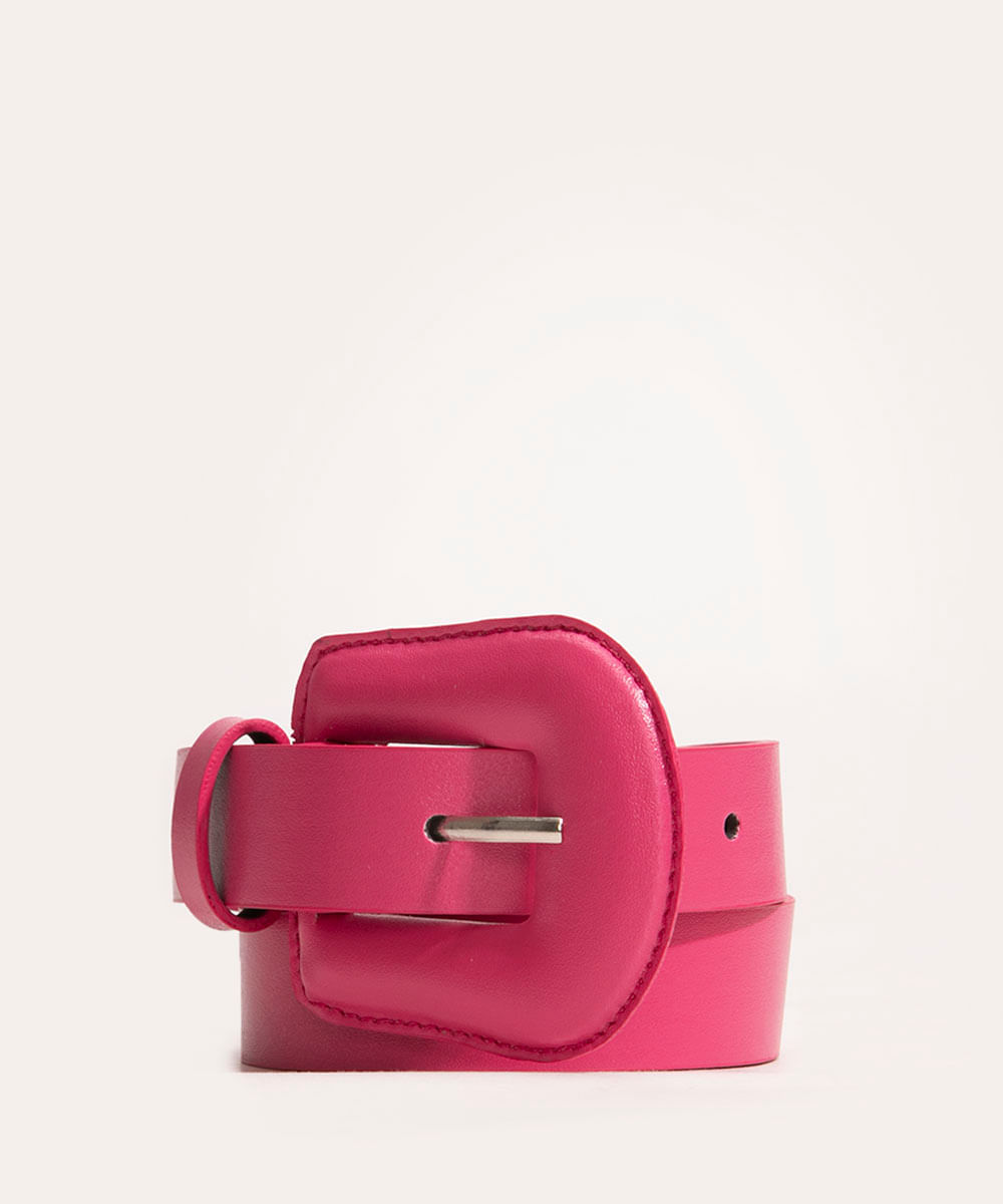 cinto médio com fivela forrada rosa