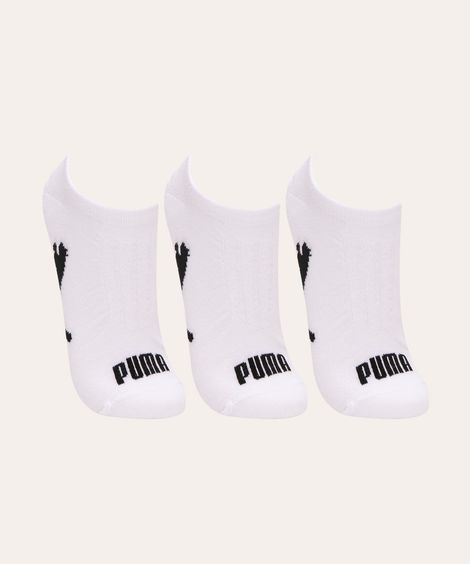 kit de 3 meias cano baixo puma branco