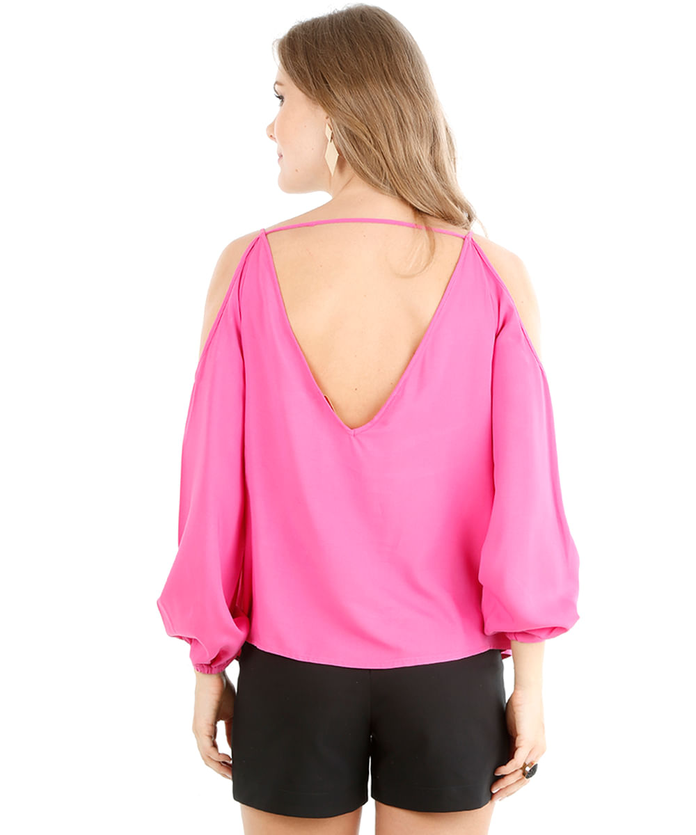 Blusa Open Shoulder Rosa