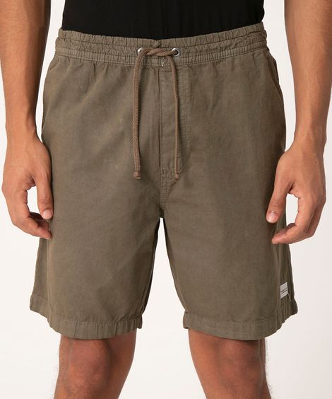 bermuda jogger de sarja com cordão verde militar