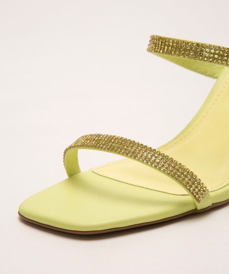 tamanco com strass salto médio oneself verde