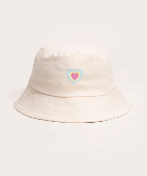 chapéu bucket hat infantil coração branco