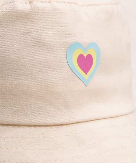 chapéu bucket hat infantil coração branco