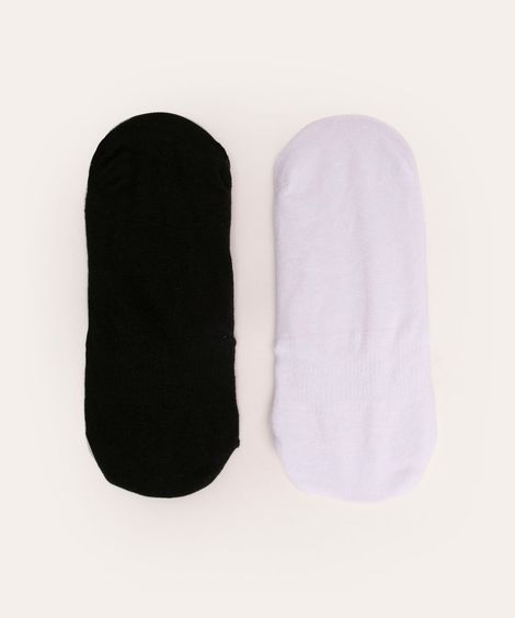 kit de 2 pares de meias invisíveis multicor