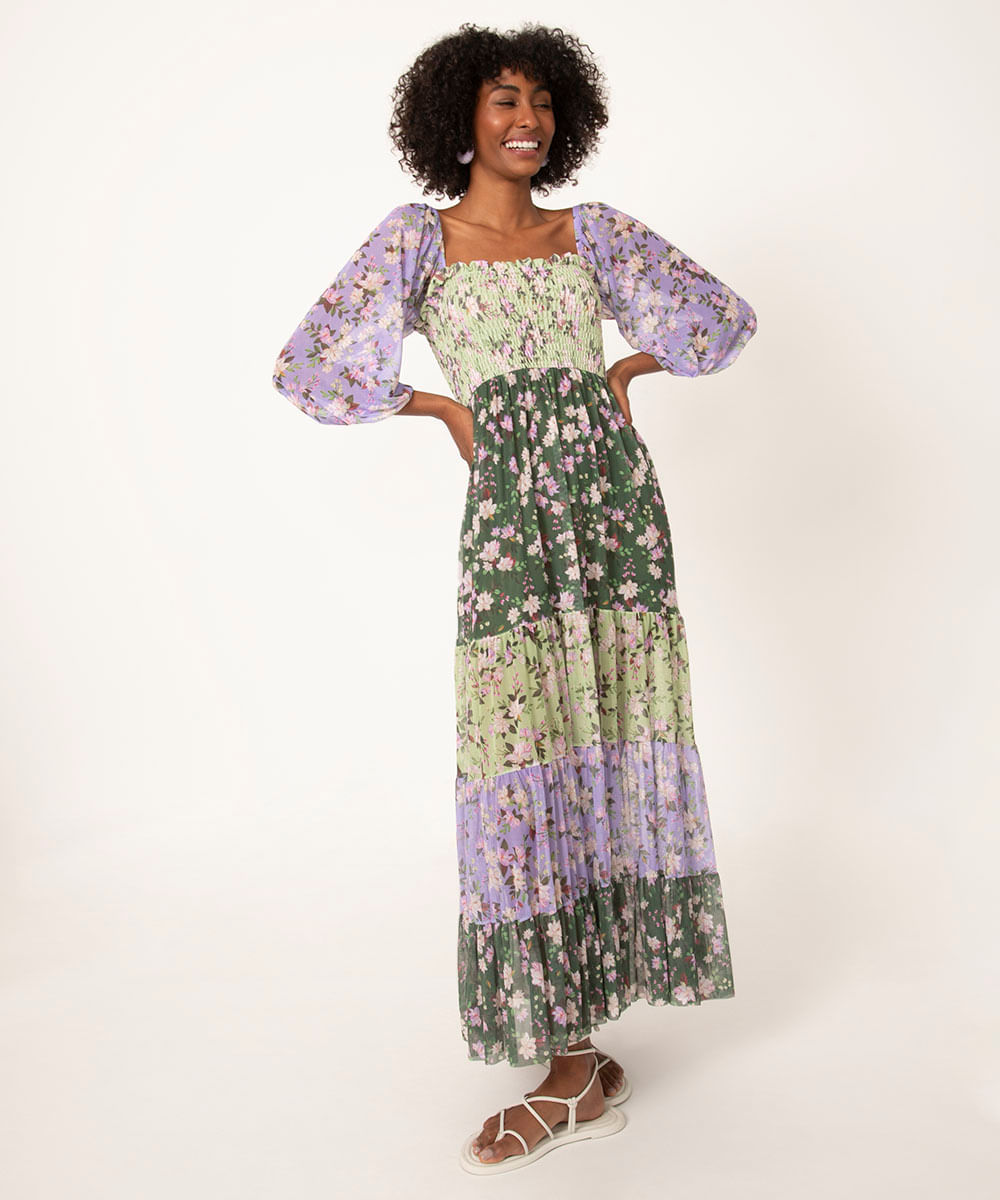 Longo floral com mangas, da C&A