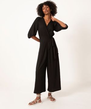 macacão de malha midi amarração  preto