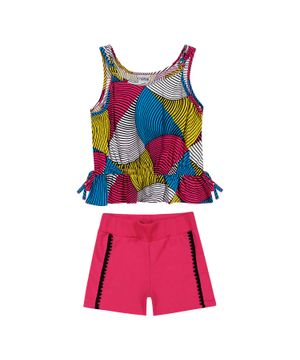 Conjunto Infantil Feminino Blusa + Short Nanai Rosa