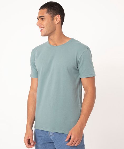 camiseta slim básica manga curta - petroleo