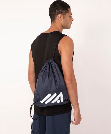 Mochila Saco Esportiva com Cordão Azul Marinho