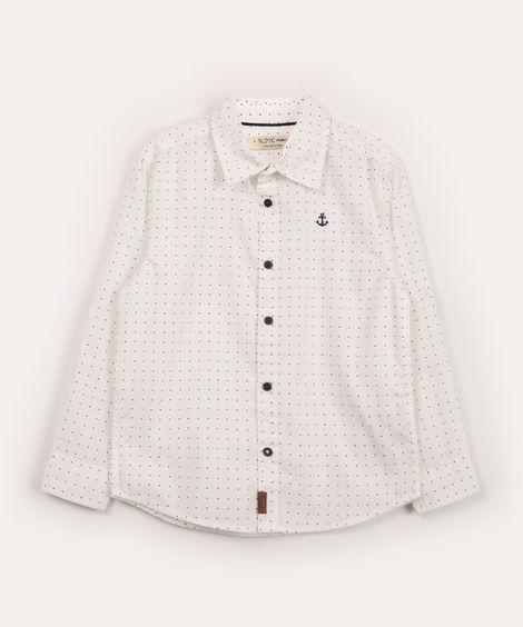 camisa infantil de algodão poá branca