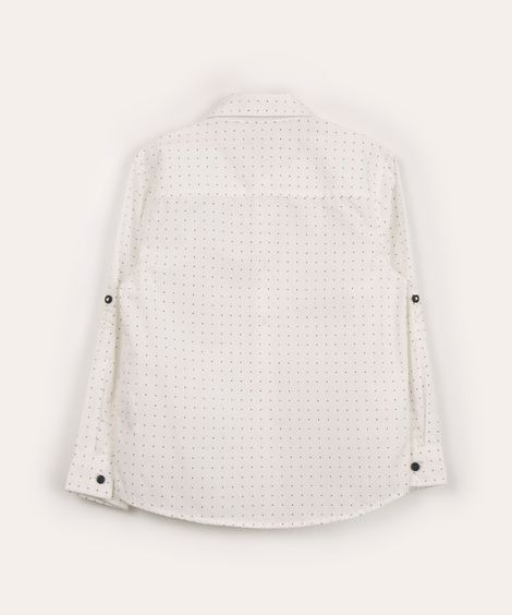 camisa infantil de algodão poá branca