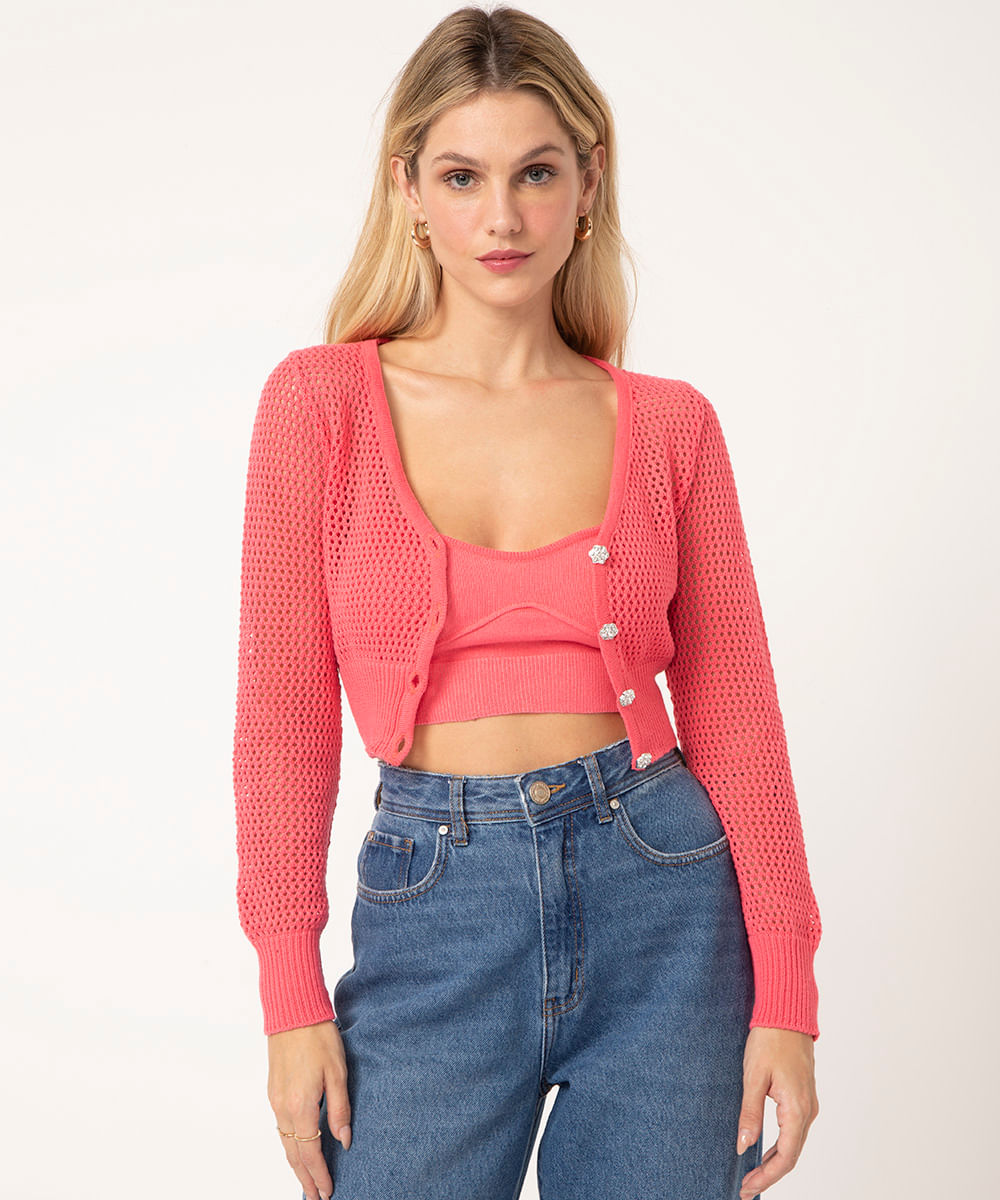 Bolero de tricô vazado, da C&A