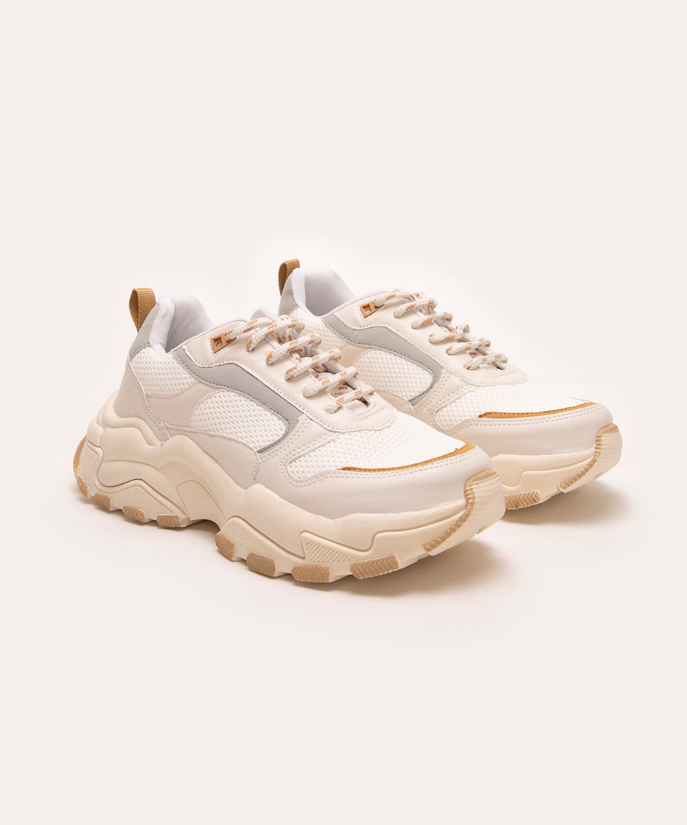 tênis chunky ace off white